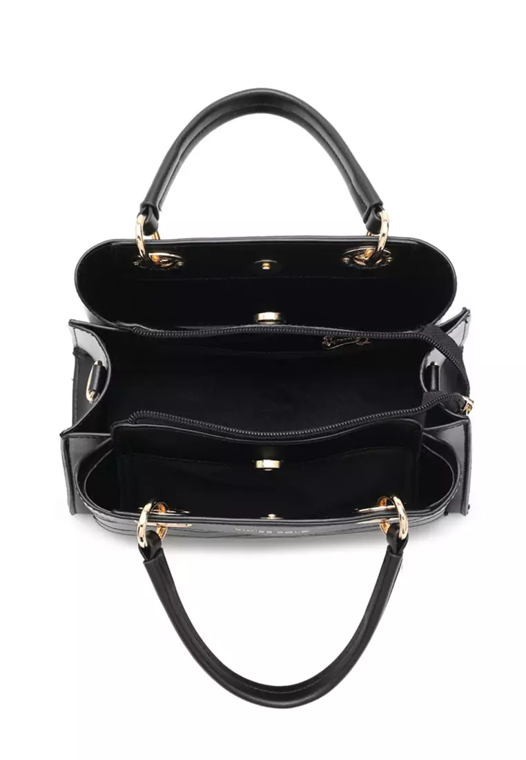 Women's Zig Zag Quilted Top Handle Bag / Crossbody Bag / Shoulder Bag (Tas Selempang Wanita / Tas Tangan Wanita / Tas Bahu Wanita) - Hitam