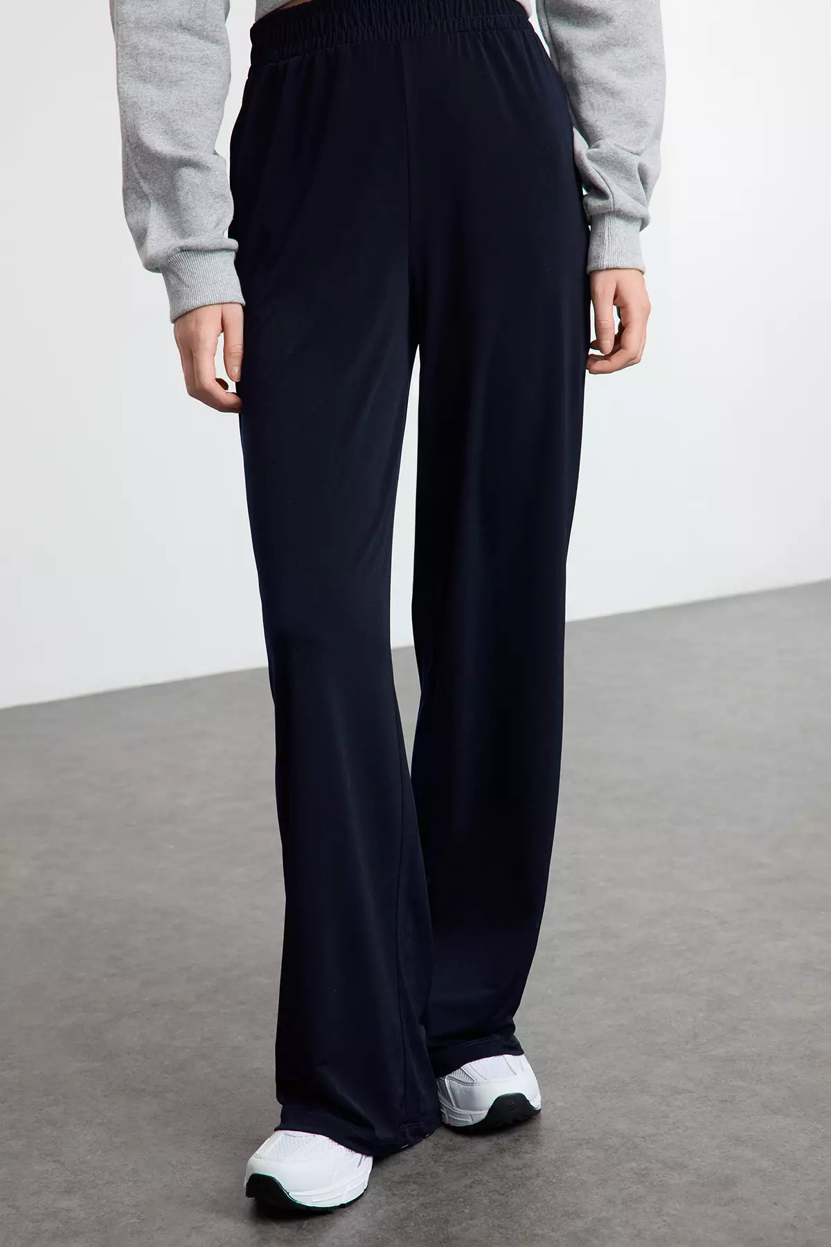 High Waist Stretch Knitted Wide Leg Pants