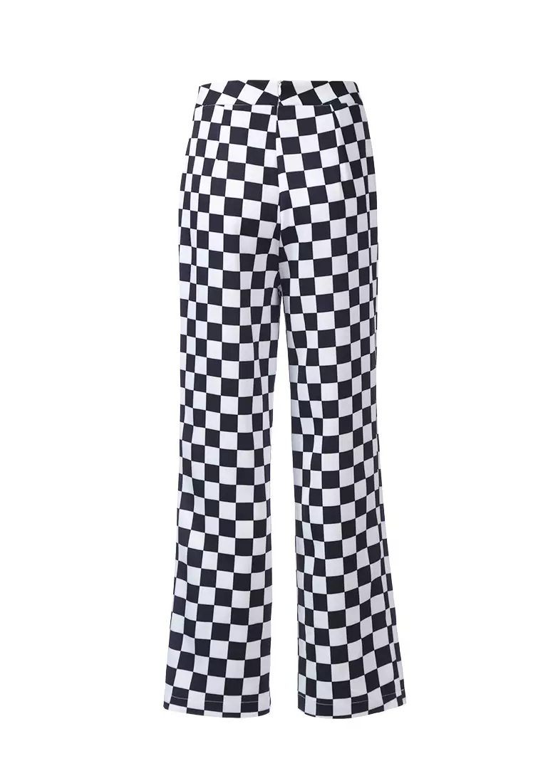 Checkerboard Culottes Pants in Black and White