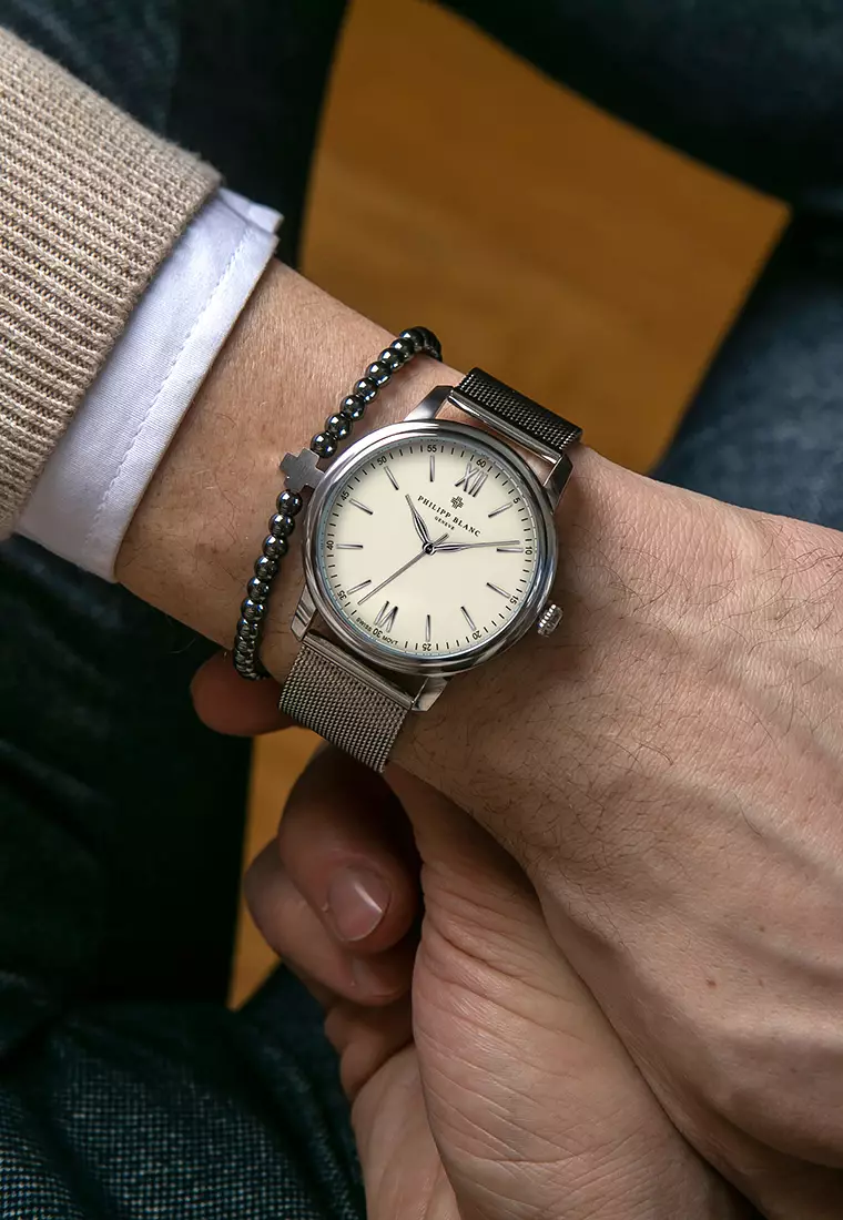 Geneva best sale silver watch