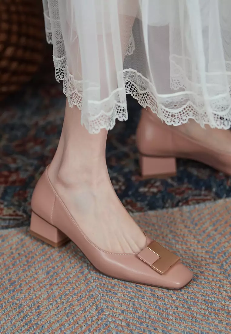 Square Buckle Lamb Leather Pumps BSH1012511