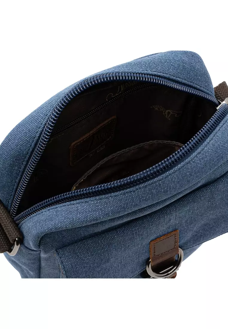 Jack Studio Unisex Canvas Leather Small Crossbody Shoulder Sling Bag BAD 21004