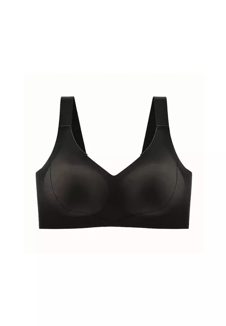 Premium Mirabel Plus Size Seamless Wireless Support Bra in Black