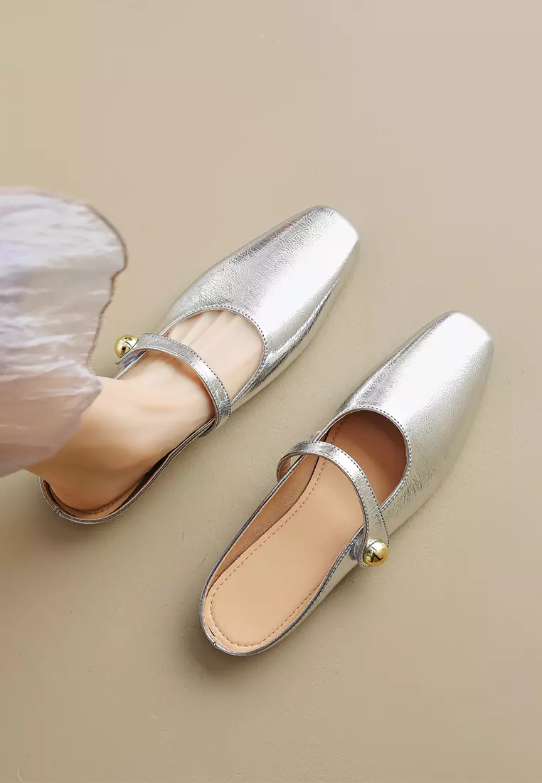 Buckle Strap Flat Mules WW289-1