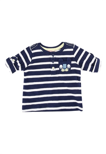 Du Pareil Au Même (DPAM) navy Stripe Long Sleeves Buttoned Top 42F5CKA694A769GS_1