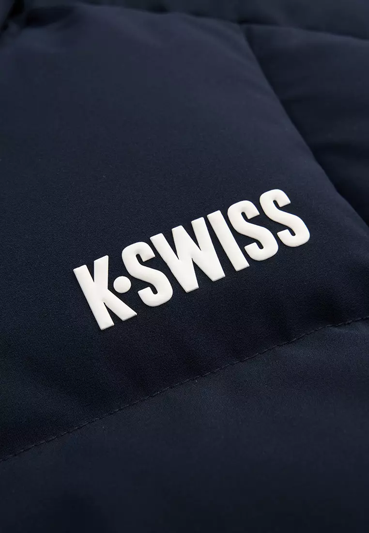 男裝 K-SWISS LOGO 防風防潑水連帽羽絨背心外套