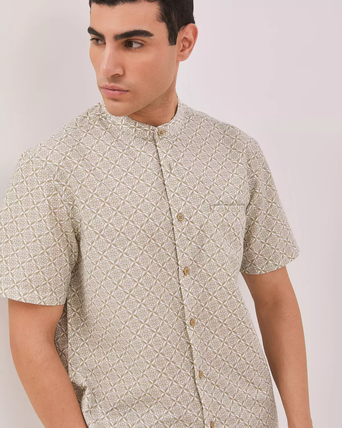 AMK Kemeja Koko Pria Lengan Pendek KK BB Hibran Ss Khaki