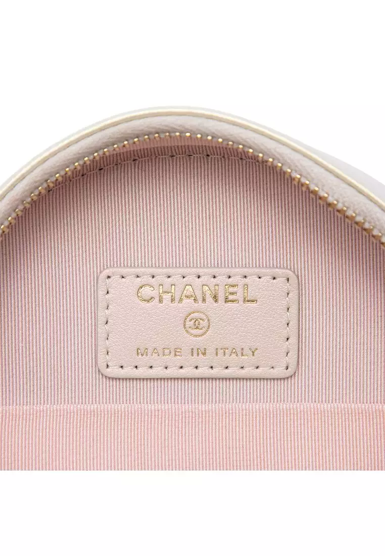 Pre-Loved Chanel Cc Quilted Iridescent Lambskin Round Clutch With Chain