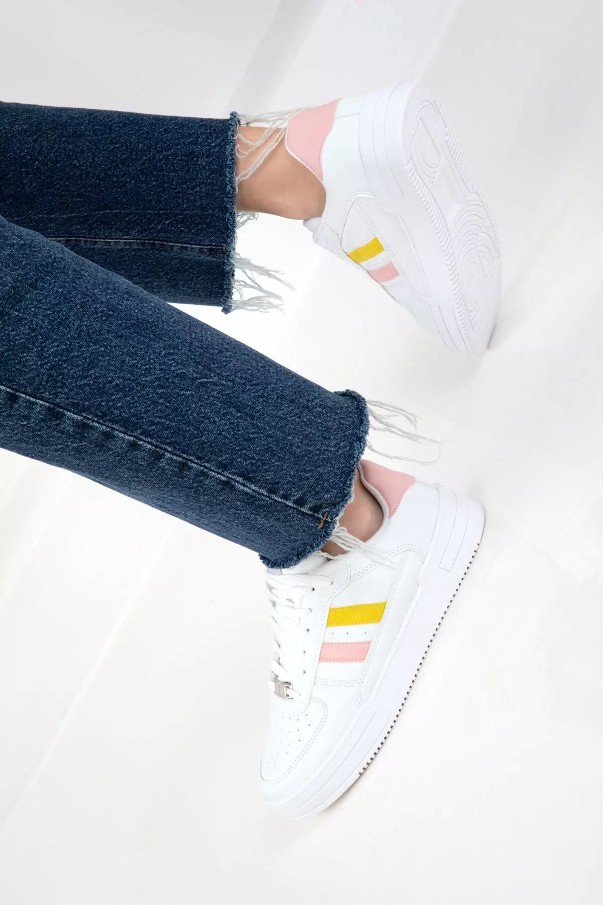 White-Yellow-Powder Women's Sneaker 20677