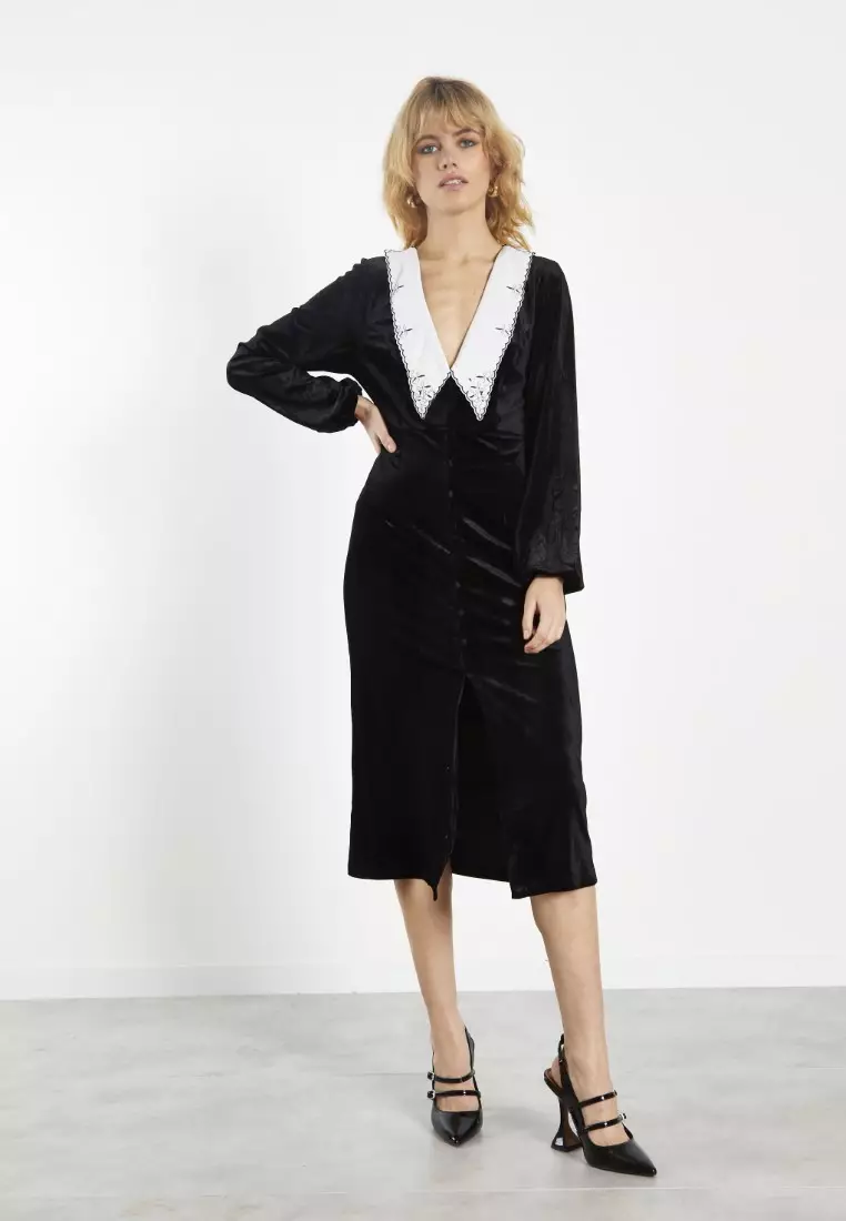 Statement Collar Midi Dress