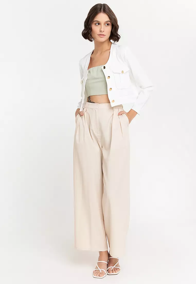 Layken Collarless Button Down Jacket
