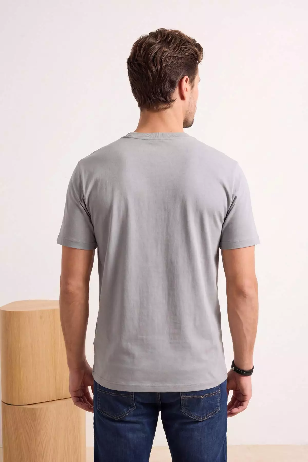 Gray- Ecru Oversized Pack Of 2 Basic 100% Cotton T-Shirts Tmnss24Ts00038
