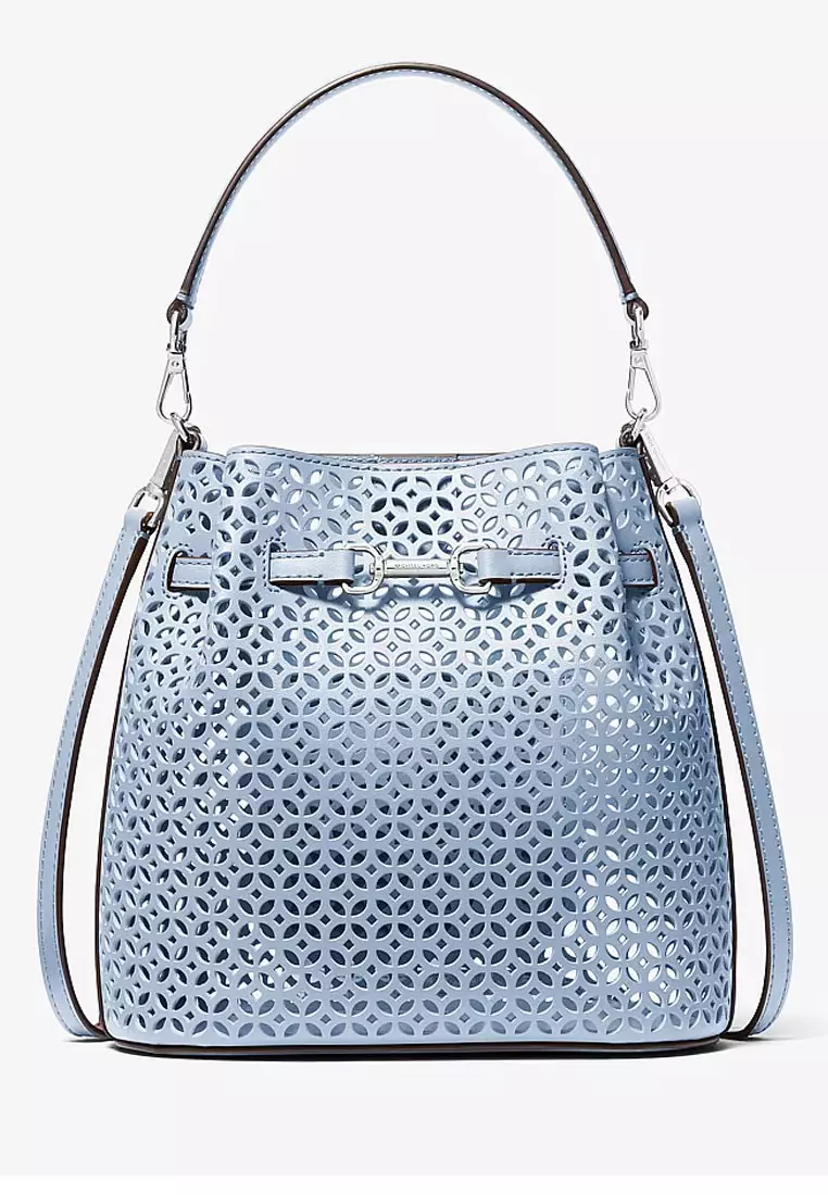 Carson Small Floral Laser Cut Bucket Crossbody Bag