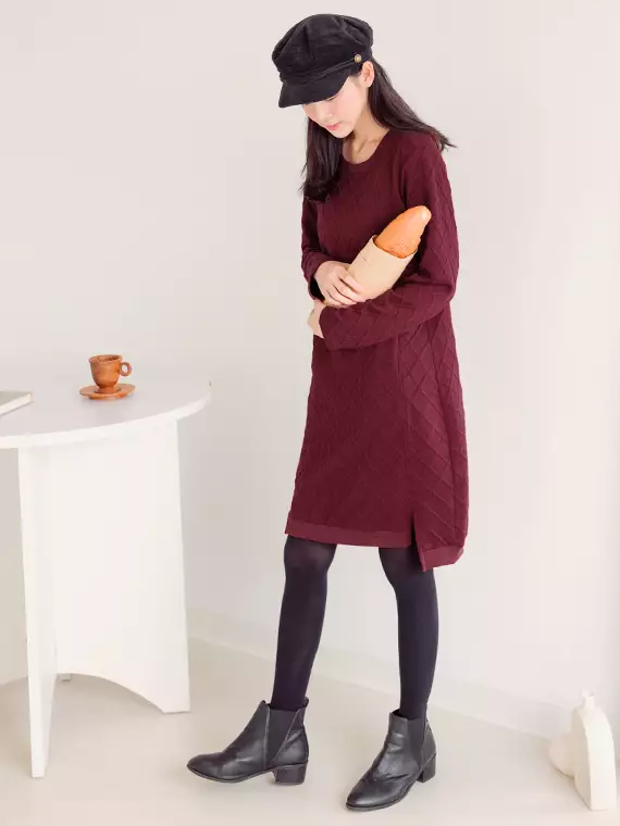 Buy OBSTYLE Sweet 3D Texture H-LINE Short Dress/Long Top《DA8164