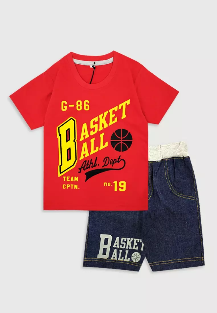 Wakakids Setelan Anak Laki Laki Basketball 3464 Merah