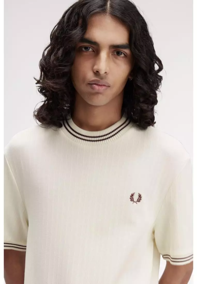 Fred Perry M8679 Ribbed Jersey T-Shirt (Ecru)