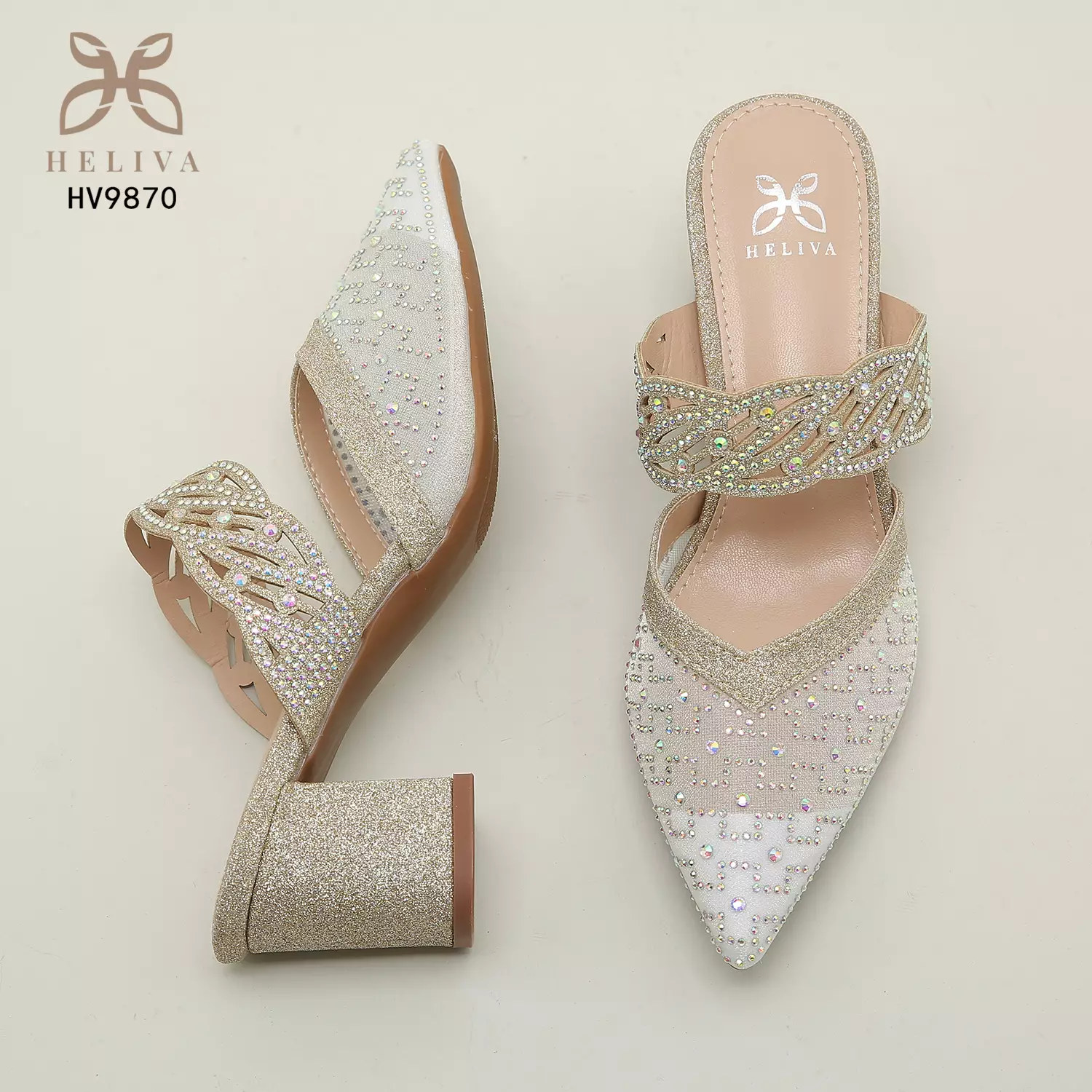 Heliva Esty High Heels Glitter Pointed Shoes Semi Transparent