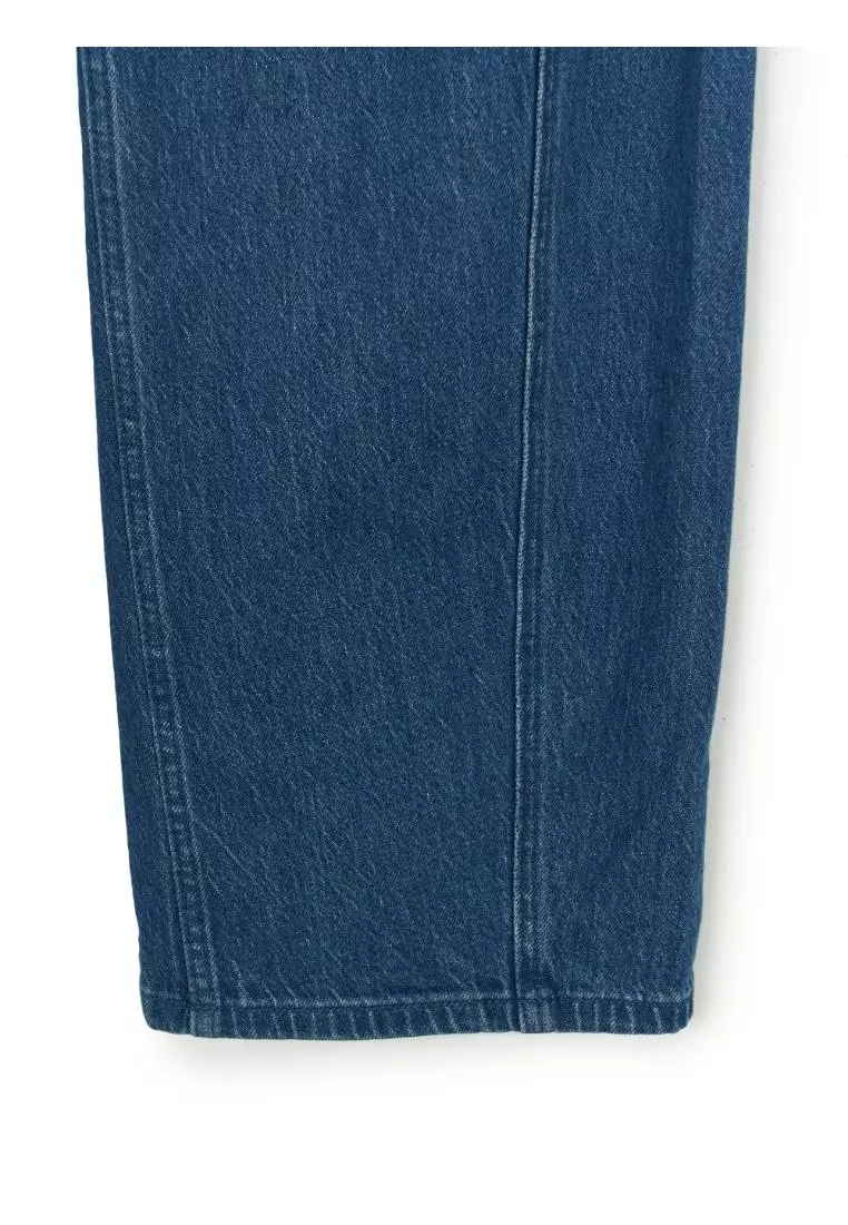 WOMEN'S VARSITY LOGO CURVED WIDE DENIM PANTS NEW YORK YANKEES