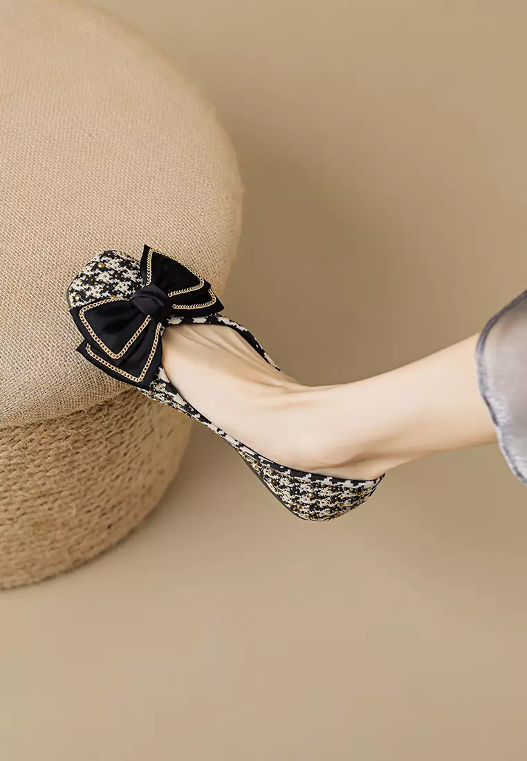 Bowknot Decoration Satin Ballerinas WW689-2