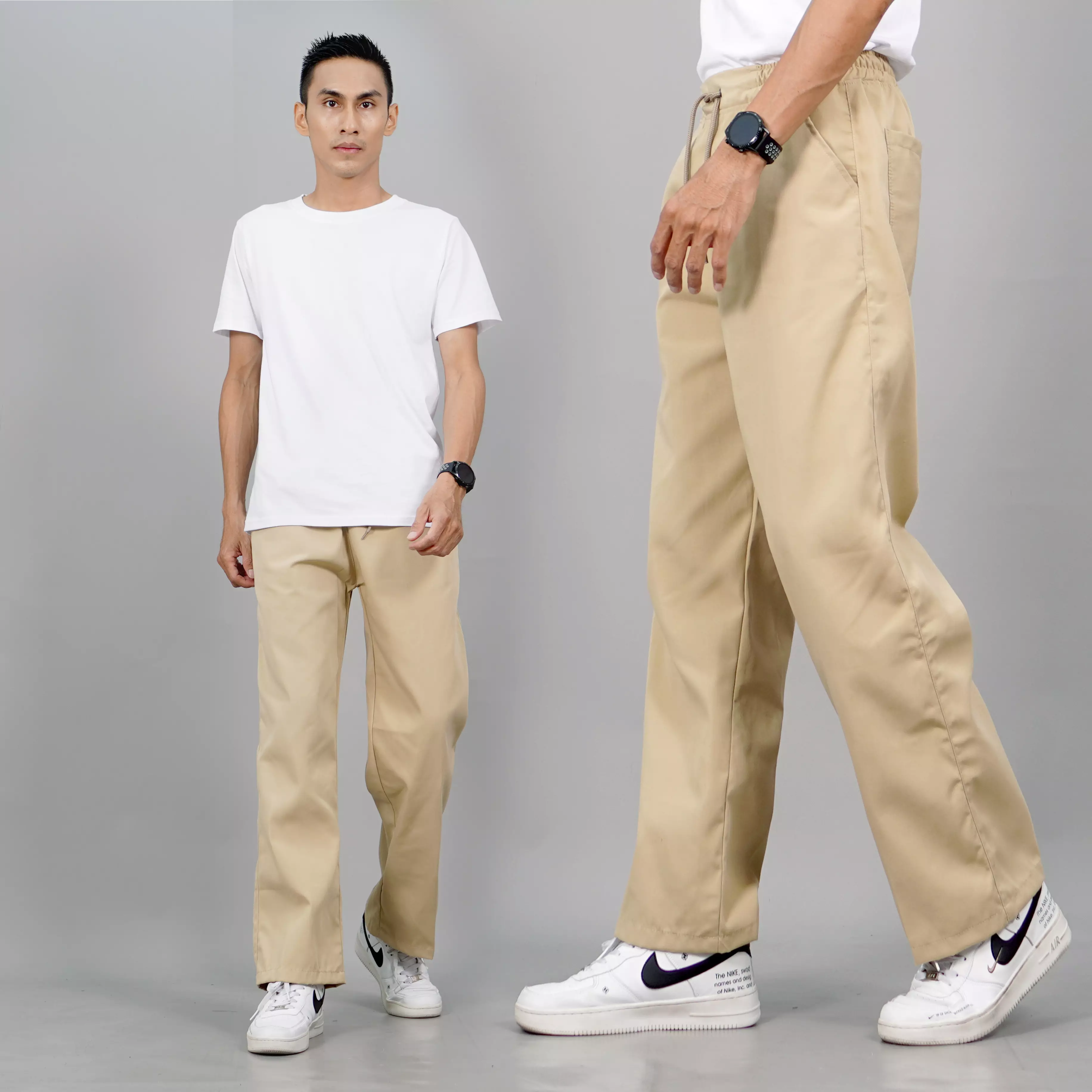 SAM Celana Loose Pants Pria Baggy Pants Pria - KREM