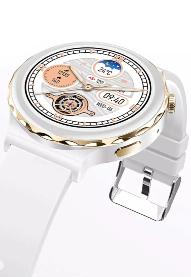 Unisex IOS/Android White SmartWatch + 1 Free White Rubber Strap