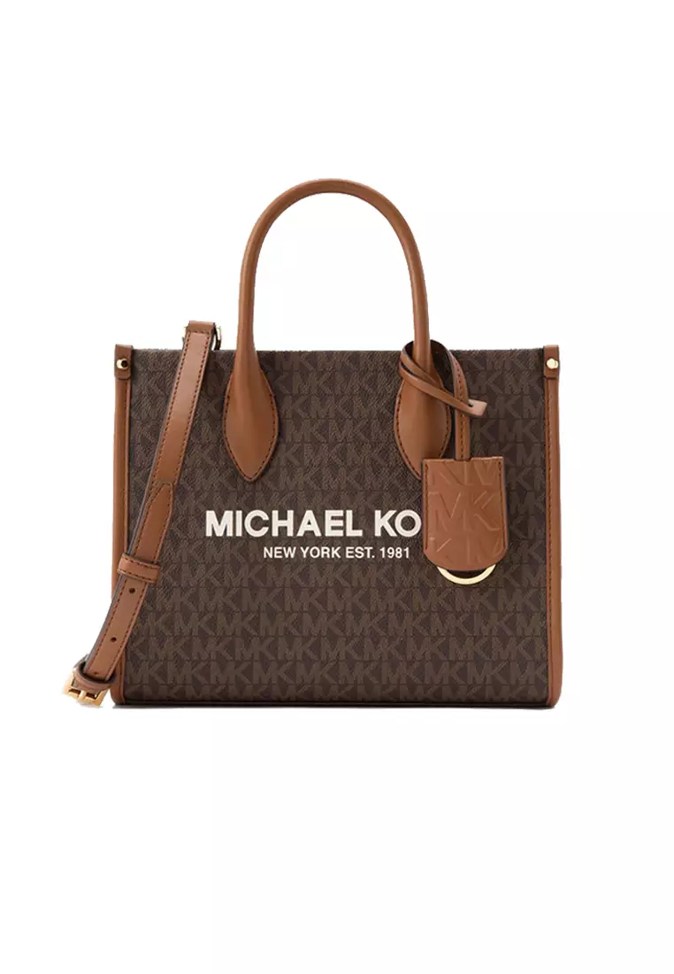 Michael kors tan and white bag hot sale
