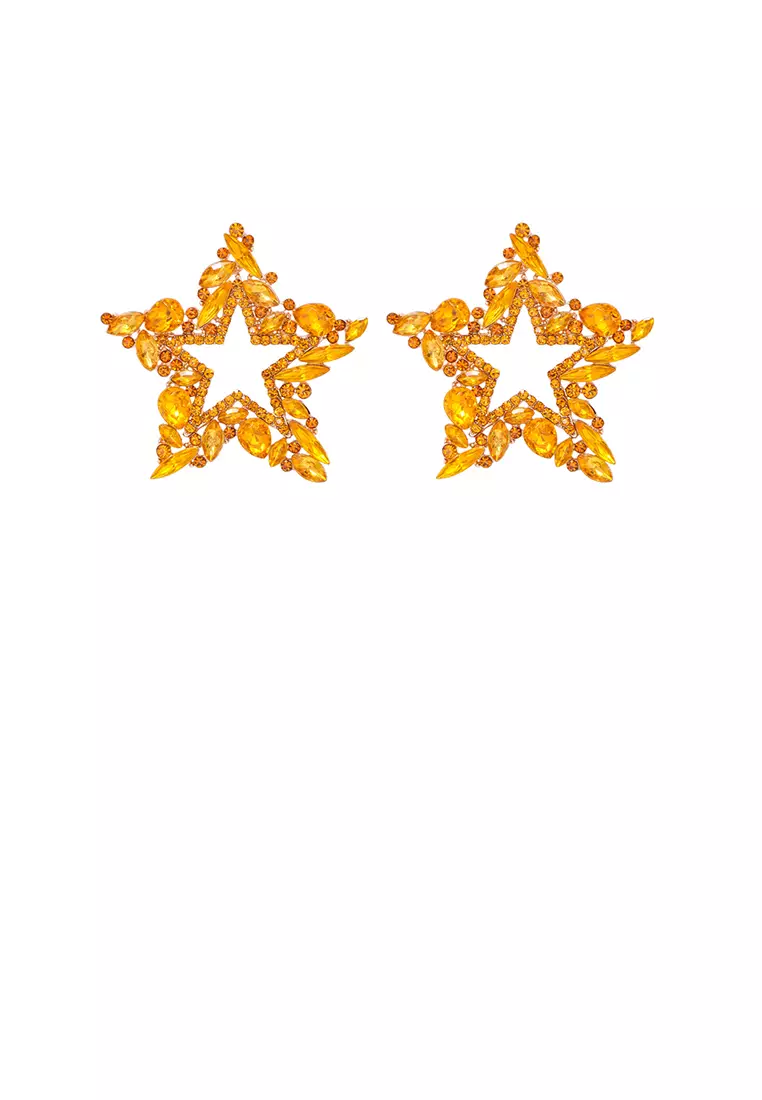 Gold star earrings studs top