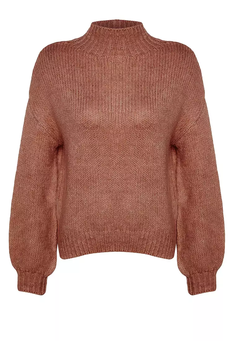 Dusty Rose Soft Texture Thick Crew Neck Knitwear Sweater TWOAW24KZ00290