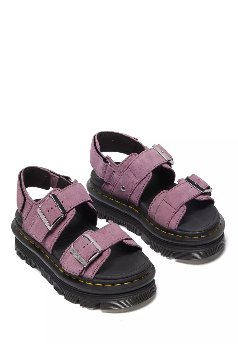 Zebzag Strap Suede Muted Purple Sandals Women