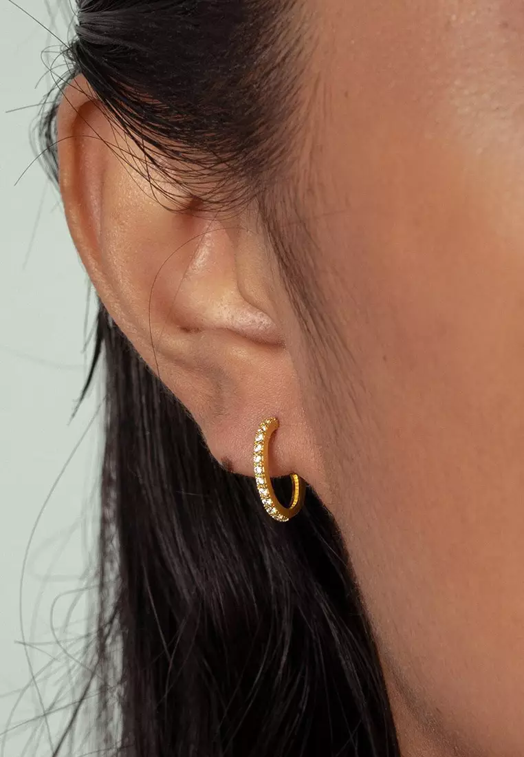 Single Line Mini Hoops 18k Gold 
