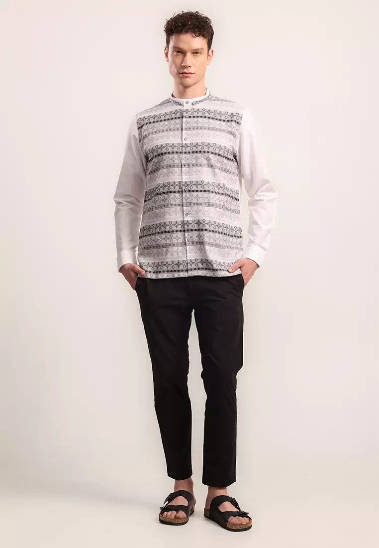 MOC Kemeja Koko Lengan Panjang Pria Lanbash - Grey