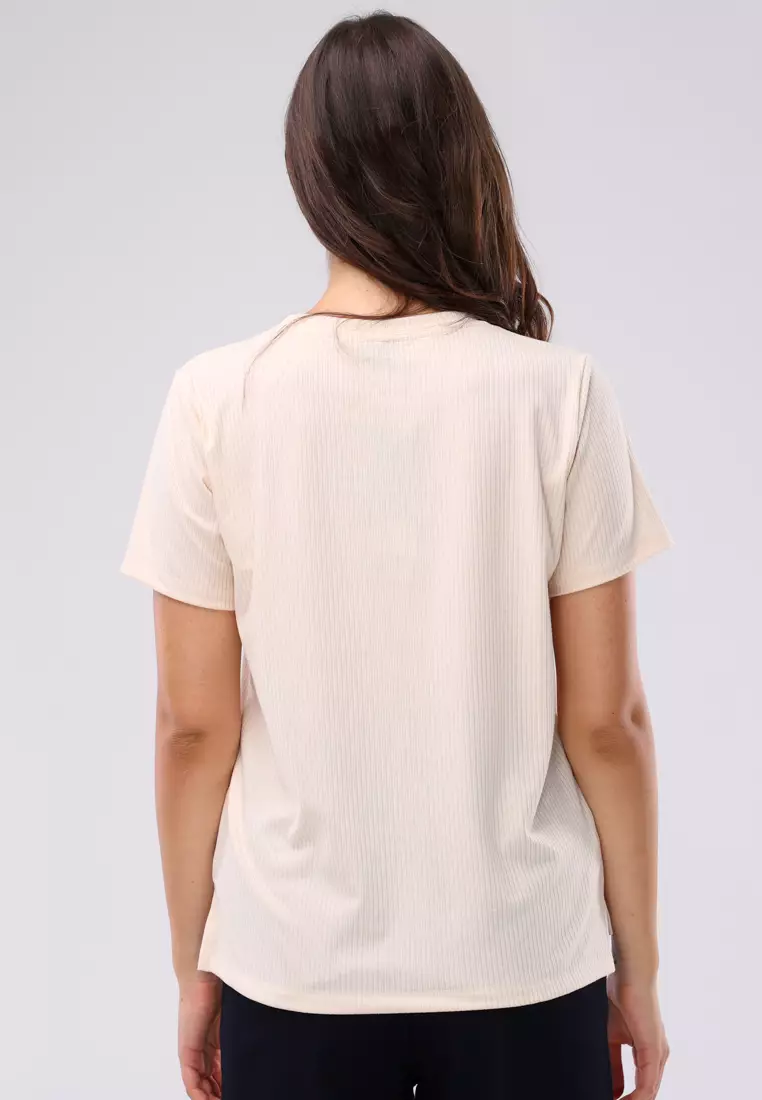 Special Ribbing Plain Knits Short Sleeves Blouse