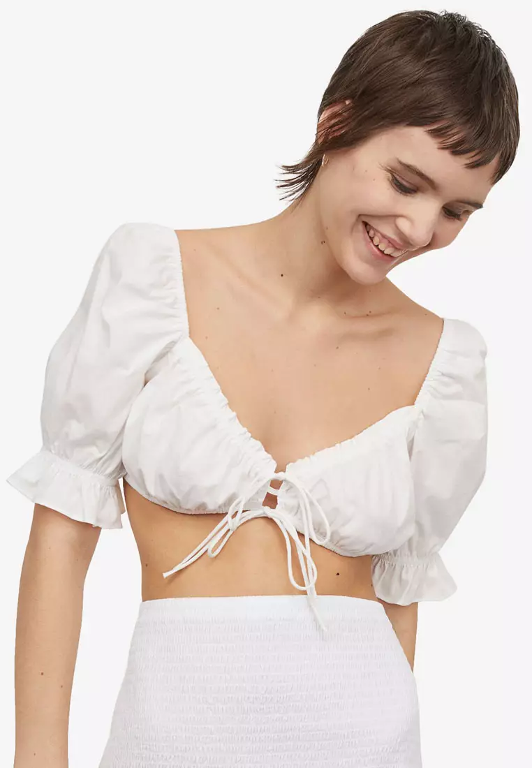 Buy H M Puff Sleeved Cropped Top 2024 Online ZALORA Philippines