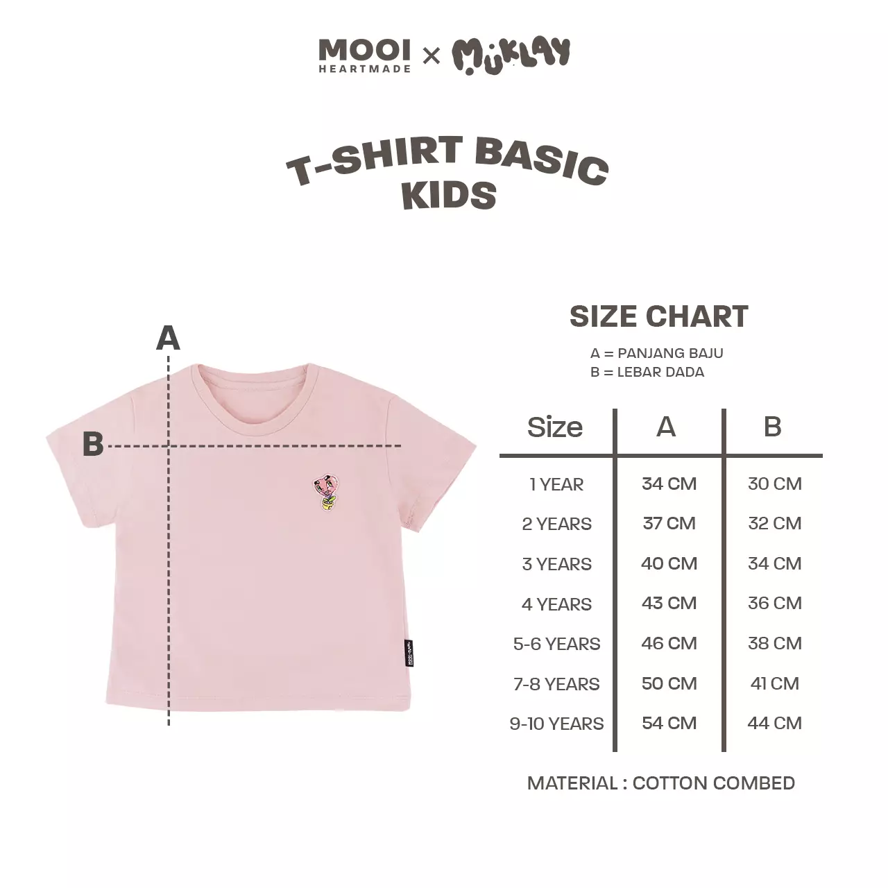 Mooi X Muklay Kaos Anak Unisex T-Shirt Basic Kids - Pink