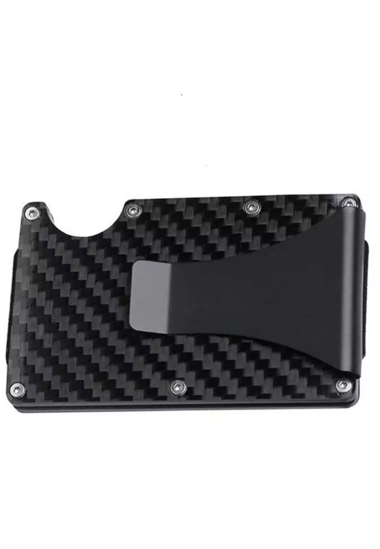 Zackly Dompet Kartu Kredit Slim Carbon Fiber Clip Holder Purse Compact Design Material Carbon Fiber ORIGINAL - Black