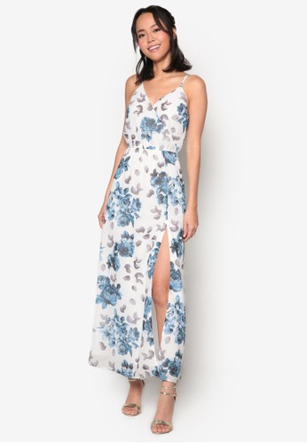Floral Print Maxi Dress with Slit