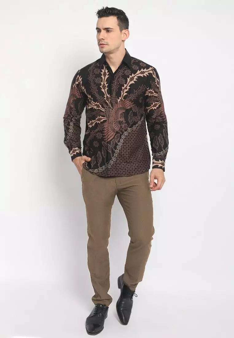 Black Resi Abyasa Kemeja Batik Pria Premium Slimfit Modern Lengan Panjang