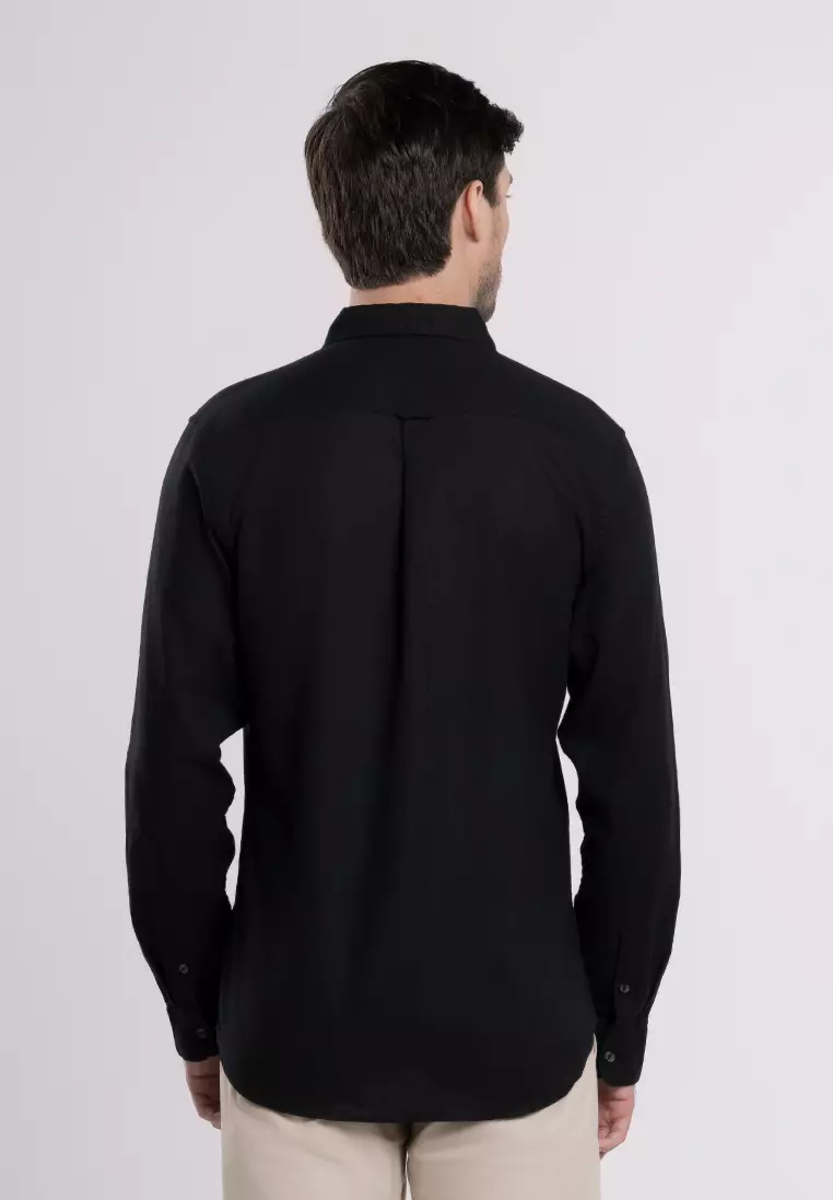 MOC - Kemeja Polos Pria Lengan Panjang Ford - Black