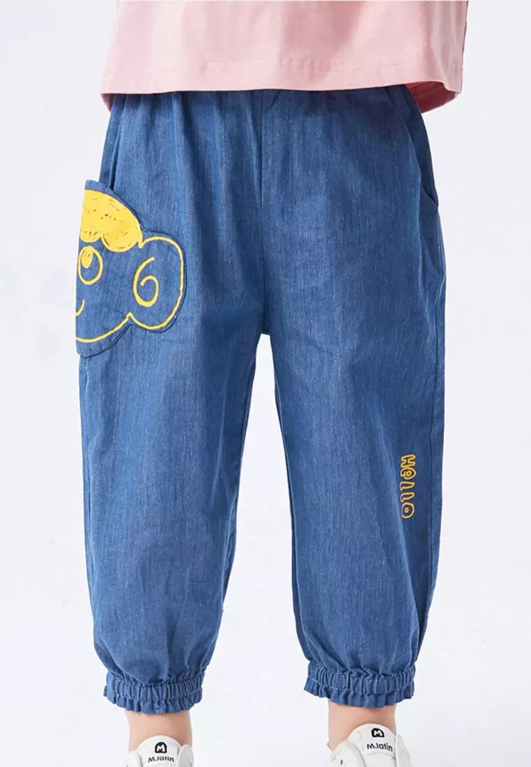Graphic Printed Denim Pants
