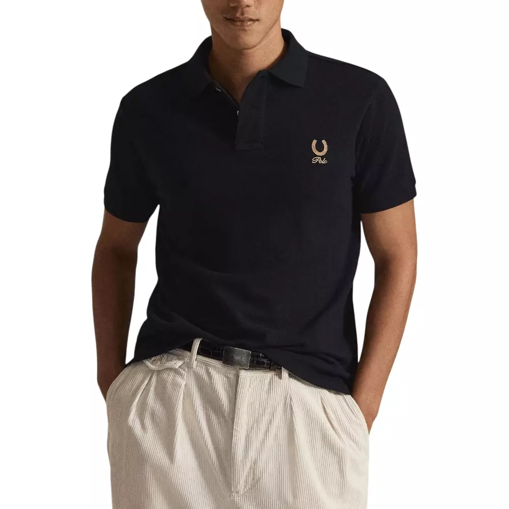 Custom Slim Fit Horseshoe Polo Shirt Black