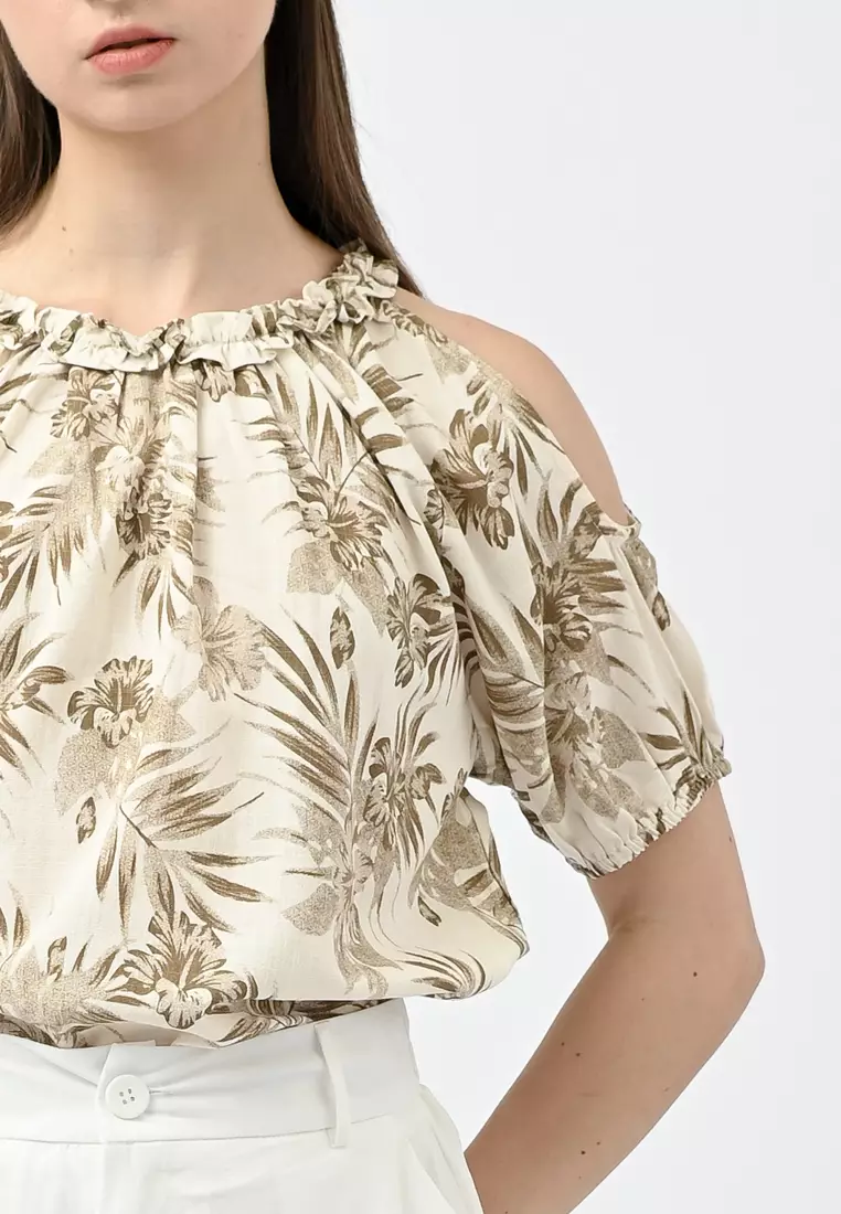 Cold Shoulder Floral Shirt