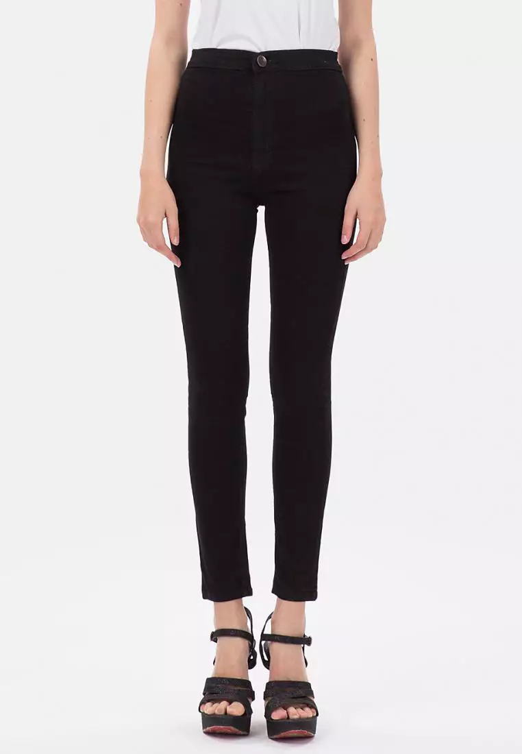 Highwaist Skinny Jeans No Pocket in Black