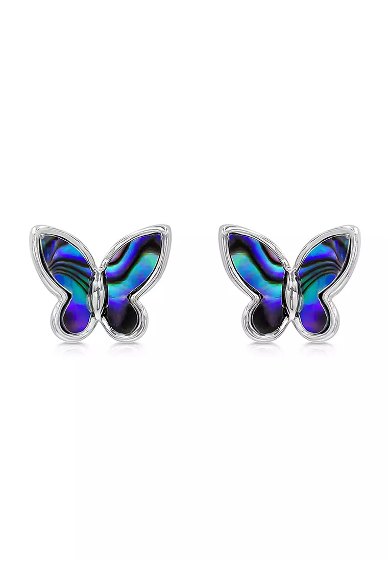 SO SEOUL Claire Mother of Pearl or Abalone Shell Butterfly Stud Earrings