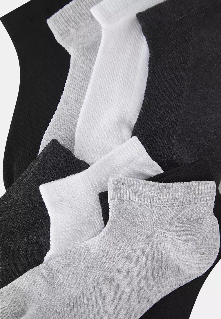 Set Of 8 Unisex Summer Cotton Breathable Socks - Grey & Multicolor, Short-Length-Invisible Tmnss25Co00016