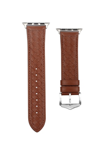 Kings Collection brown Brown Leather Woven Apple Watch Band 38MM / 40MM / 41MM (KCWATCH1204) 4BD1DACEB3602BGS_1