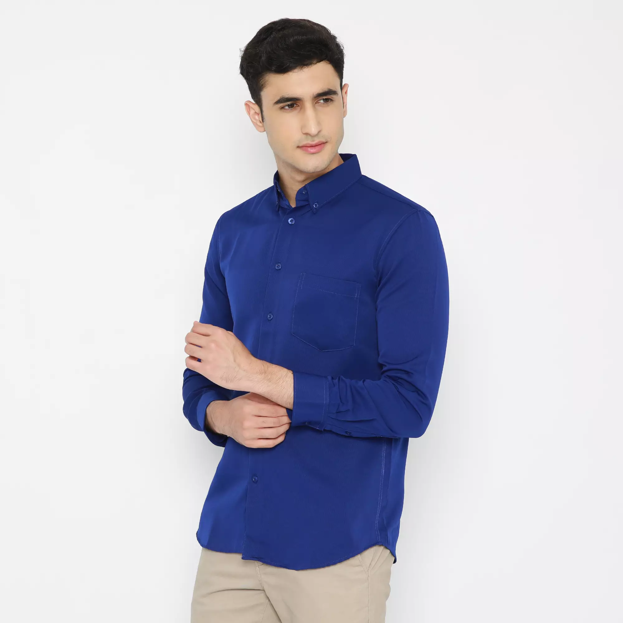 Platini Kemeja Pria Polos Lengan Panjang Polinosic Royal Blue 66102