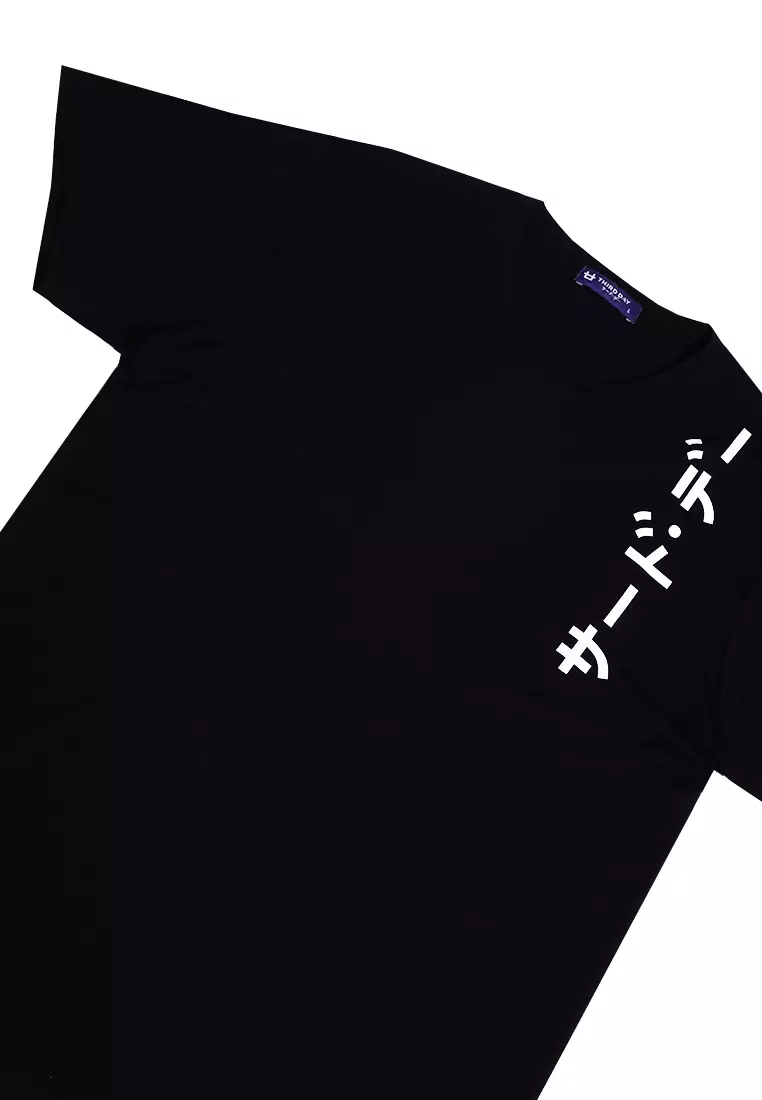 MTJ29 Kaos TShirt Pria Instacool Katakana Vertikal Hitam