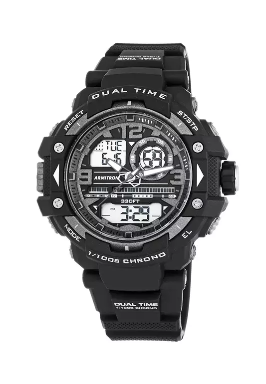 Men Black Rubber Strap Analog-Digital Watch AR-20/5062BLK
