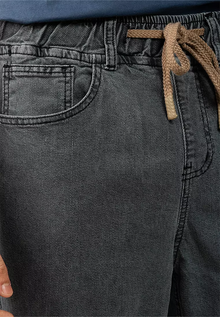 Drawstring Straight Cut Jeans