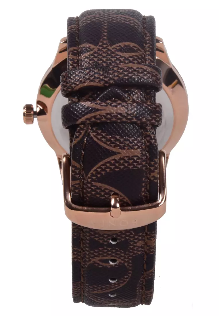 Bonia Sapphire - Jam Tangan Pria - Rosegold - Brown Leather Strap - BNB10702-1543